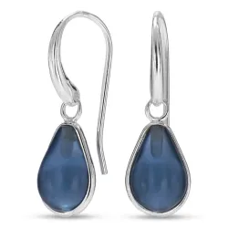 pisara tummansininen tummansininen kristalli korvarenkaat  hopea - Loom Stones