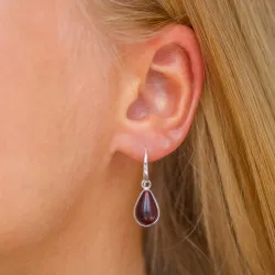 pisara punainen kristalli korvarenkaat  hopea - Loom Stones