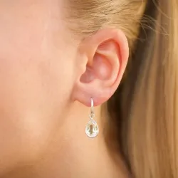 pisara vaaleanvihreä kristalli korvarenkaat  hopea