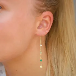 pitkät vihreä ketjukorvakorut  kullattua hopeaa - Loom Stones