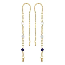 pitkät sininen ketjukorvakorut  kullattua hopeaa - Loom Stones