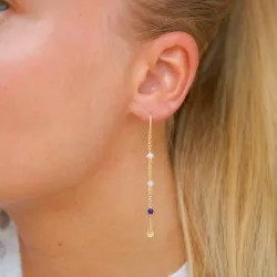 pitkät sininen ketjukorvakorut  kullattua hopeaa - Loom Stones