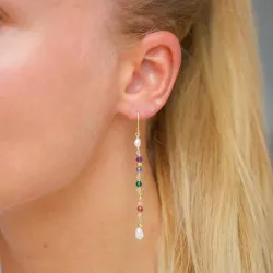 pitkät monivärisiä ketjukorvakorut  kullattu hopea - Loom Stones