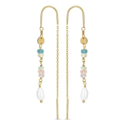 pitkät monivärisiä ketjukorvakorut  kullattua hopeaa - Loom Stones