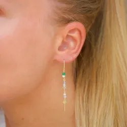 pitkät vihreä ketjukorvakorut  kullattu hopea - Loom Stones