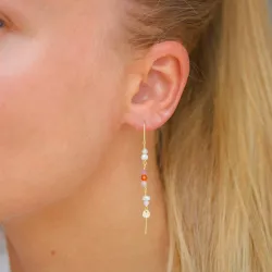 pitkät vaaleanpunainen ketjukorvakorut  kullattu hopea - Loom Stones