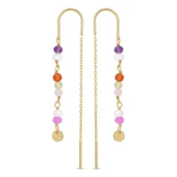 pitkät monivärisiä ketjukorvakorut  kullattu hopea