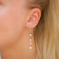 pitkät monivärisiä ketjukorvakorut  kullattu hopea