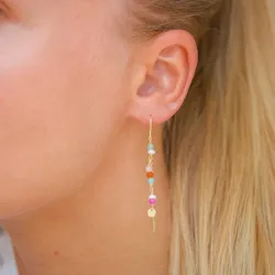 pitkät monivärisiä ketjukorvakorut  kullattu hopea - Loom Stones