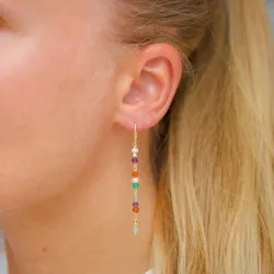 pitkät monivärisiä ketjukorvakorut  kullattu hopea - Loom Stones