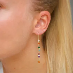 pitkät monivärisiä ketjukorvakorut  kullattu hopea - Loom Stones