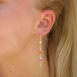 pitkät monivärisiä ketjukorvakorut  kullattu hopea