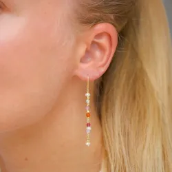 pitkät vaaleanpunaista ketjukorvakorut  kullattu hopea - Loom Stones