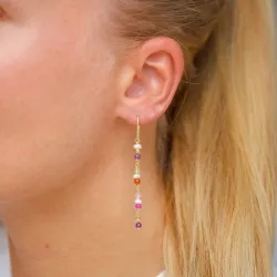 pitkät monivärisiä ketjukorvakorut  kullattu hopea - Loom Stones