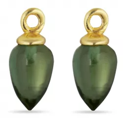 vihreä kristalli riipuksia korvakoruja  kullattu hopea