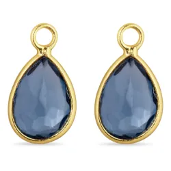 pisara tummansininen kristalli riipuksia korvakoruja  kullattu hopea - Mix & Match