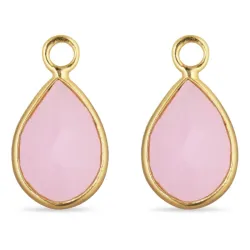 pisara ruusunvärinen kristalli riipuksia korvakoruja  kullattu hopea - Mix & Match