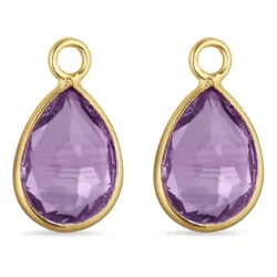 pisara lila kristalli riipuksia korvakoruja  kullattu hopea - Mix & Match