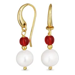 pitkät pinkki kristalli korvarenkaat  kullattu hopea - Loom Stones