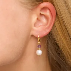 pitkät lila ametisti korvarenkaat  kullattu hopea - Loom Stones