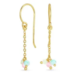 pitkät kivi ketjukorvakorut  kullattu hopea - Loom Stones