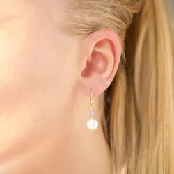 pitkät värisiä jadekivi korvarenkaat  kullattu hopea - Loom Stones