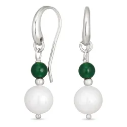 pitkät vihreä onyx korvarenkaat  hopea - Loom Stones