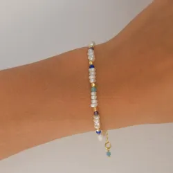 kivi rannekoru kullattua hopeaa  x   - Loom Stones