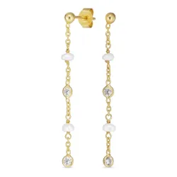 valkoinen zirkoni ketjukorvakorut  kullattu hopea