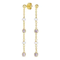 lila zirkoni ketjukorvakorut  kullattu hopea