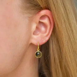 pyöreitä vihreä kristalli korvarenkaat  kullattu hopea - Loom Stones