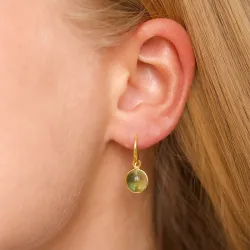 pyöreitä vaaleanvihreä kristalli korvarenkaat  kullattu hopea - Loom Stones