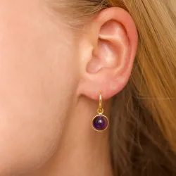 pyöreitä lila kristalli korvarenkaat  kullattu hopea - Loom Stones