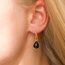 pisara synteettinen sininen safiiri korvarenkaat  kullattu hopea - Loom Stones