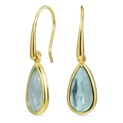 pisara sininen kristalli korvarenkaat  kullattu hopea - Loom Stones