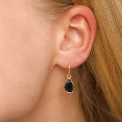 pisara musta onyx korvarenkaat  kullattu hopea - Loom Stones