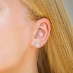 6,5 mm akvamariinia nappikorvakorut  kullattu hopea - Loom Stones