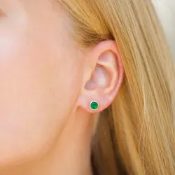 6,5 mm vihreä onyx nappikorvakorut  kullattu hopea - Loom Stones