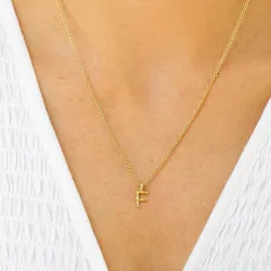 f-kirjain riipus jossa on ketju  kullattua hopeaa - My Letter