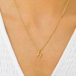 h-kirjain riipus jossa on ketju  kullattua hopeaa - My Letter