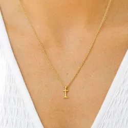 i-kirjain riipus jossa on ketju  kullattua hopeaa - My Letter