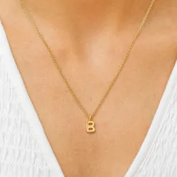 b-kirjain riipus jossa on ketju  kullattua hopeaa - My Letter