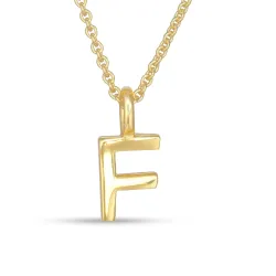 f-kirjain riipus jossa on ketju  kullattua hopeaa - My Letter