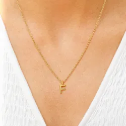 f-kirjain riipus jossa on ketju  kullattua hopeaa - My Letter