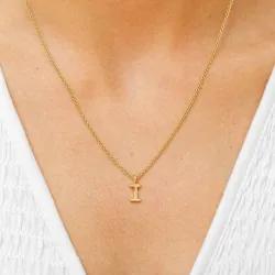 i-kirjain riipus jossa on ketju  kullattua hopeaa - My Letter