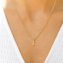 j-kirjain riipus jossa on ketju  kullattua hopeaa - My Letter