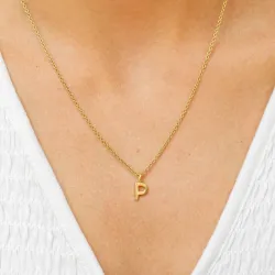 p-kirjain riipus jossa on ketju  kullattua hopeaa - My Letter