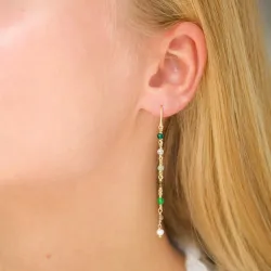 vihreä ketjukorvakorut  kullattua hopeaa - Loom Stones