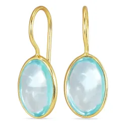 ovaaleja sininen kristalli korvarenkaat  kullattu hopea - Loom Stones