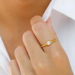 kirkas quartz sormus kullattua hopeaa - Lumé Etched